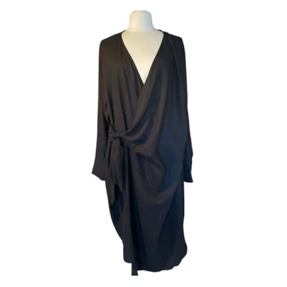 Universal Standard Linen Blend Wrap Shirt Dress Denim/Blue Size M (18/20) NWT - Picture 2 of 6